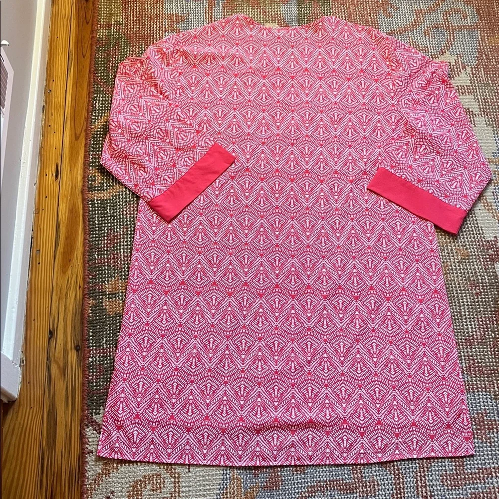 NWOT Coolibar Sun Protection Shift Dress Coral and White size xl - Picture 2 of 9